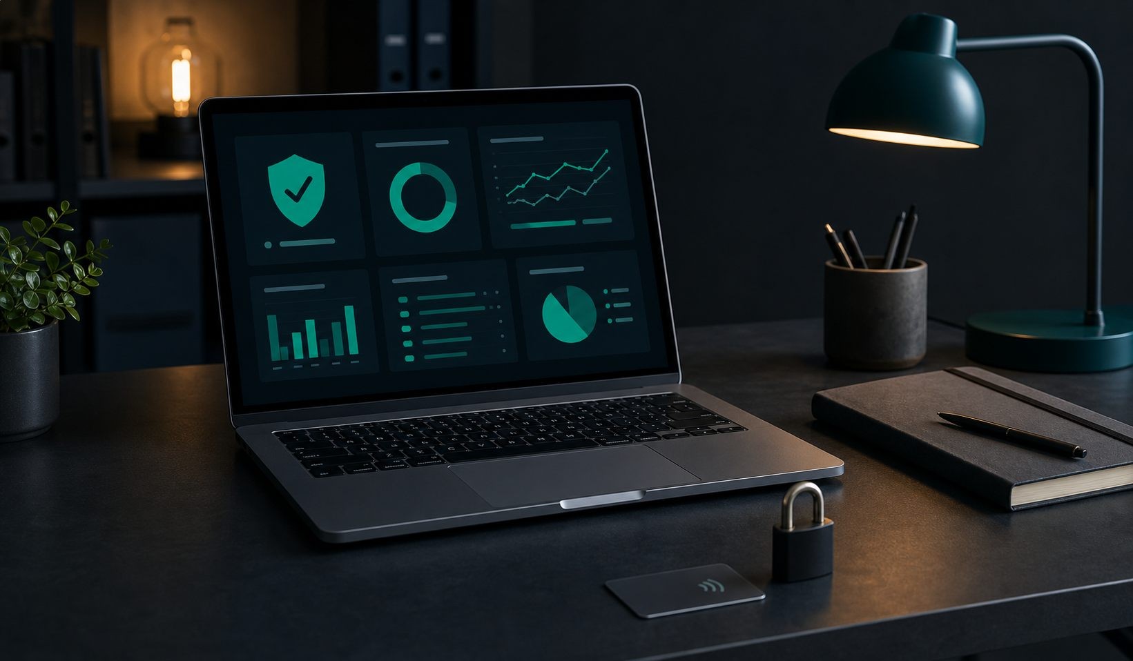 Laptop met factuur en telefoon voor een controle van betaalgegevens